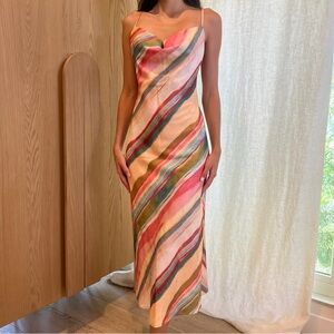 Commense Watercolor Striped Cami Dress